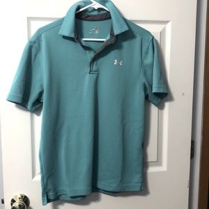 Greenish blue under Armor polo